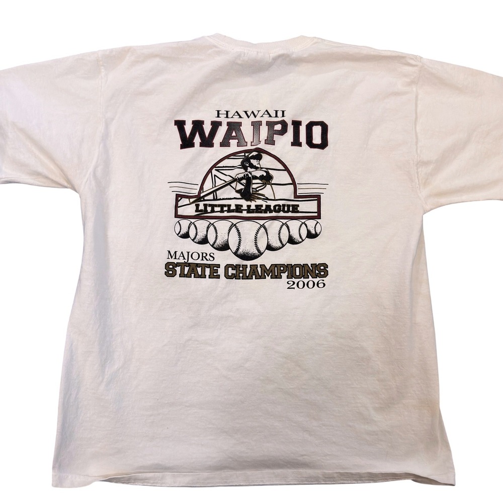 Vintage 2006 Hawaii Waipio Little League State Champs Zip T-Shirt XL White Tee
